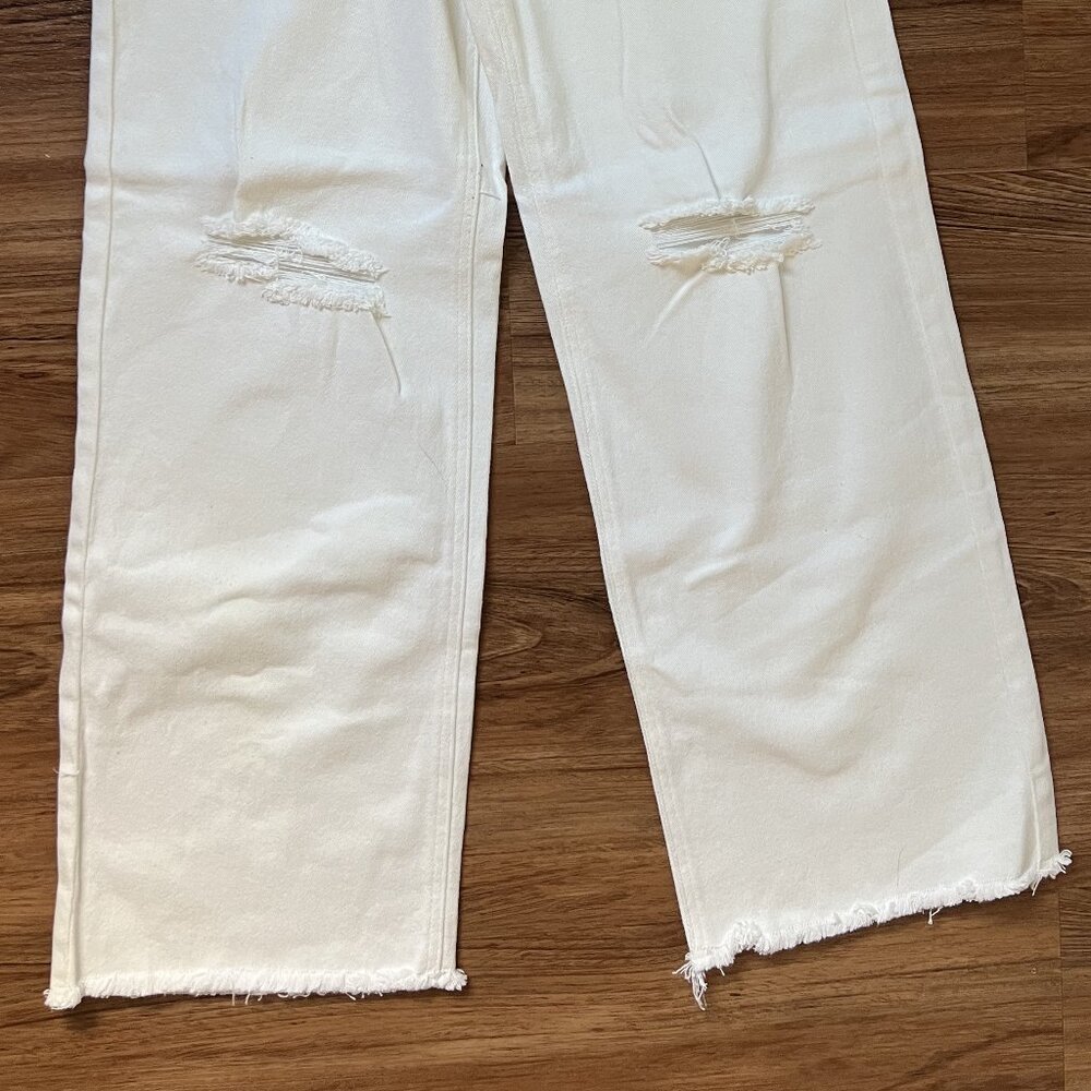 High Rise White Ripped Jeans - Picture 2 of 7